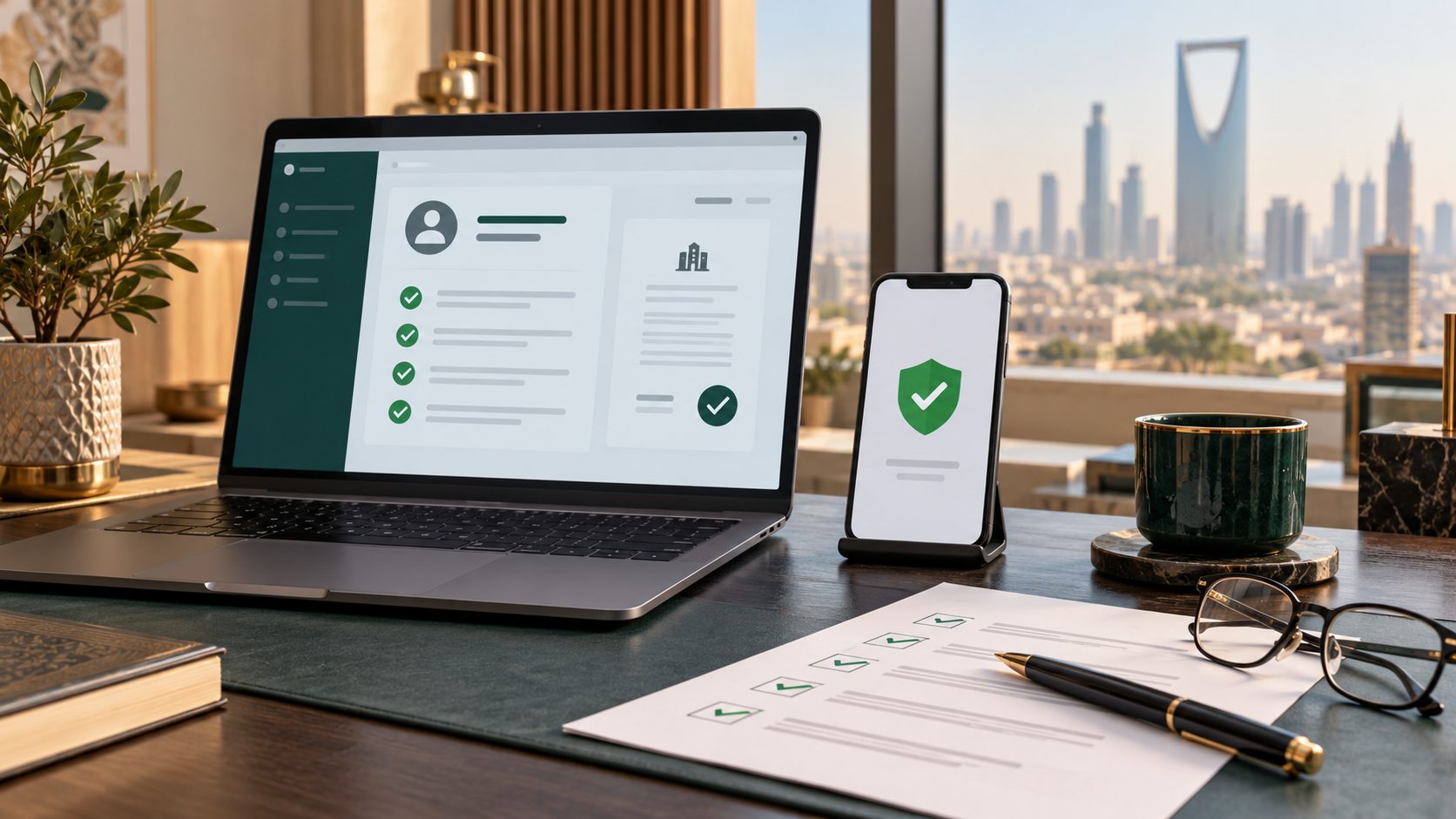 Consumer checking a recruitment service against an official digital checklist